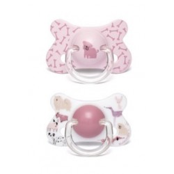 SUAVINEX Duplo Fusion Latex Anatomical Pacifier 4-18 months (pink puppies)