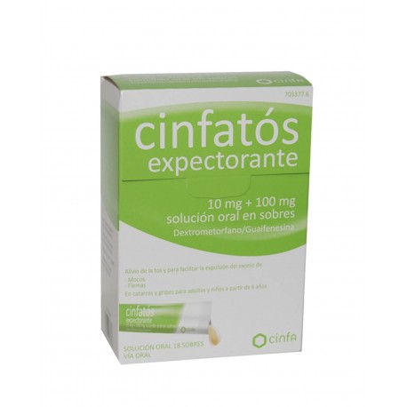 CINFATOS EXPECTORANTE 10/100 MG 18 ENVELOPES SOLUÇÃO ORAL