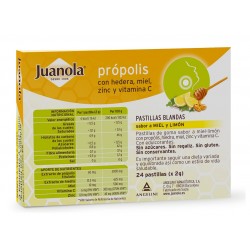 JUANOLA Propoli con Edera, Miele, Zinco e Vit C Aroma Miele e Limone 24 Compresse Morbide