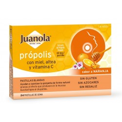 JUANOLA Própolis com Mel, Altea e Vit C Sabor Laranja 24 Comprimidos Suaves