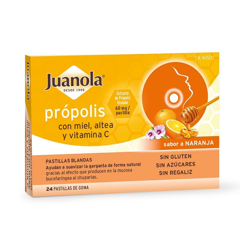 JUANOLA Propolis mit Honig, Altea und Vit C Orangengeschmack 24 Weichtabletten