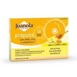 JUANOLA Própolis com Mel, Zinco e Vit C Sabor Limão e Mel 24 Comprimidos Suaves