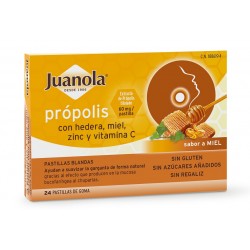 JUANOLA Própolis com Hedera, Mel, Zinco e Vit C Sabor Mel 24 Comprimidos Suaves