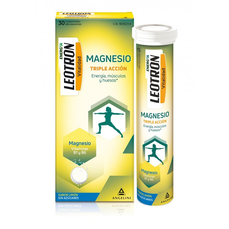 LEOTRON Magnesio Triple Acción 30 Comprimidos Efervescentes