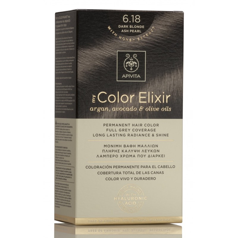APIVITA Tinte 6.18 Rubio Oscuro Ceniza Perlado My Color Elixir