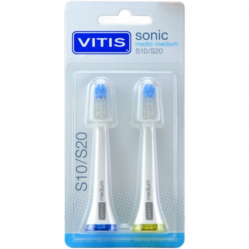VITIS Sonic Spare Parts Escova Elétrica S10/S20 Cabeça Média 2 Unidades.