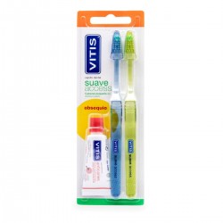 Pacote de escova de dentes VITIS Soft Access 2 unidades + pasta anticárie 15ml de PRESENTE