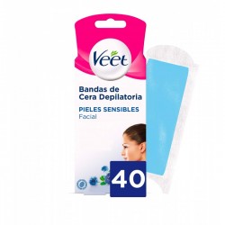 VEET Gesichts-Enthaarungswachsstreifen für empfindliche Haut 40 Einheiten