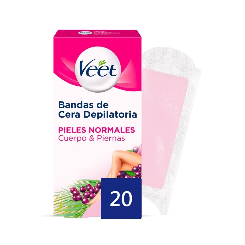 VEET Tiras de Cera Depilatória Corpo e Pernas Pele Normal 20 unidades