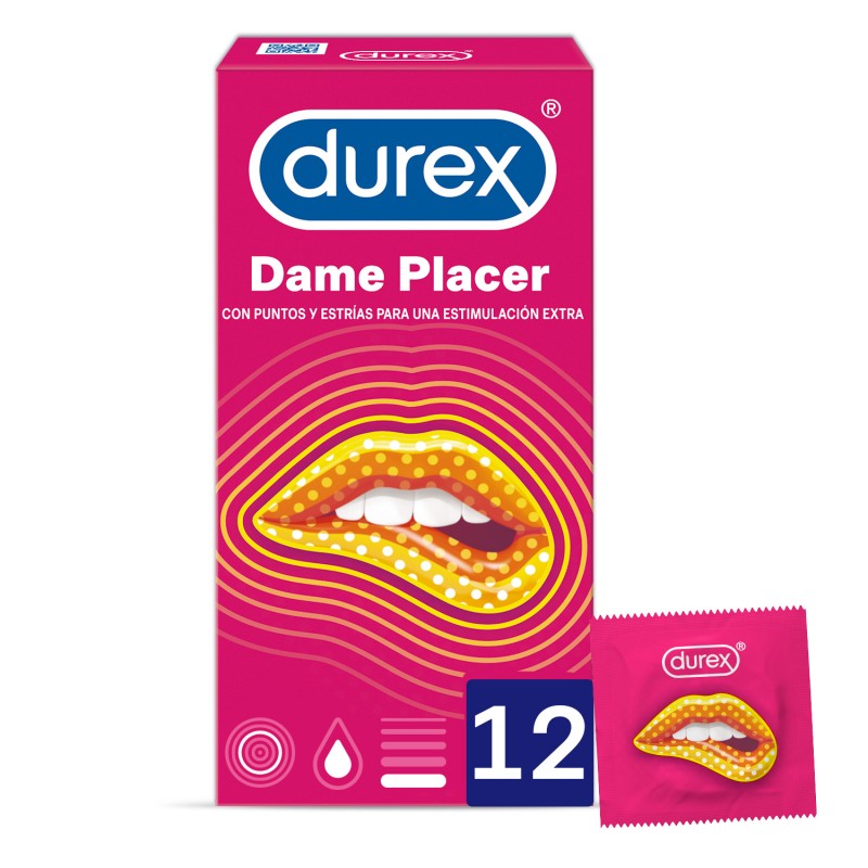 DUREX Preservativos Dame Placer con Puntos y Estrías 12 unidades