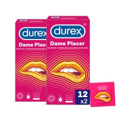 DUREX Preservativo Dame Placer con Puntos y Estrías Pack 2x12 unidades