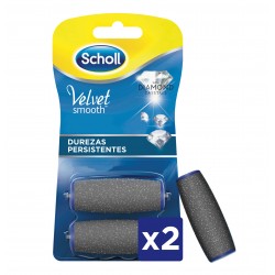 SCHOLL Replacement File Heads Persistent Hard Skin Velvet Smooth Diamond Crystals 2 units
