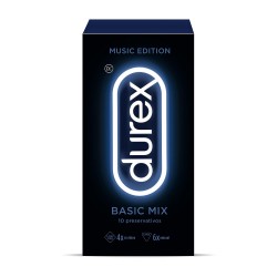 DUREX Preservativos Basic Mix 6 Natural + 4 Clásico Music Edition 10 uds