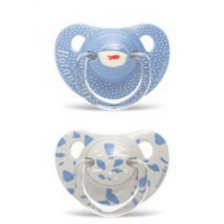 SUAVINEX Pacifier Anatomical Silicone Nipple 18+ Months x2 (Fishbowl Blue+White)