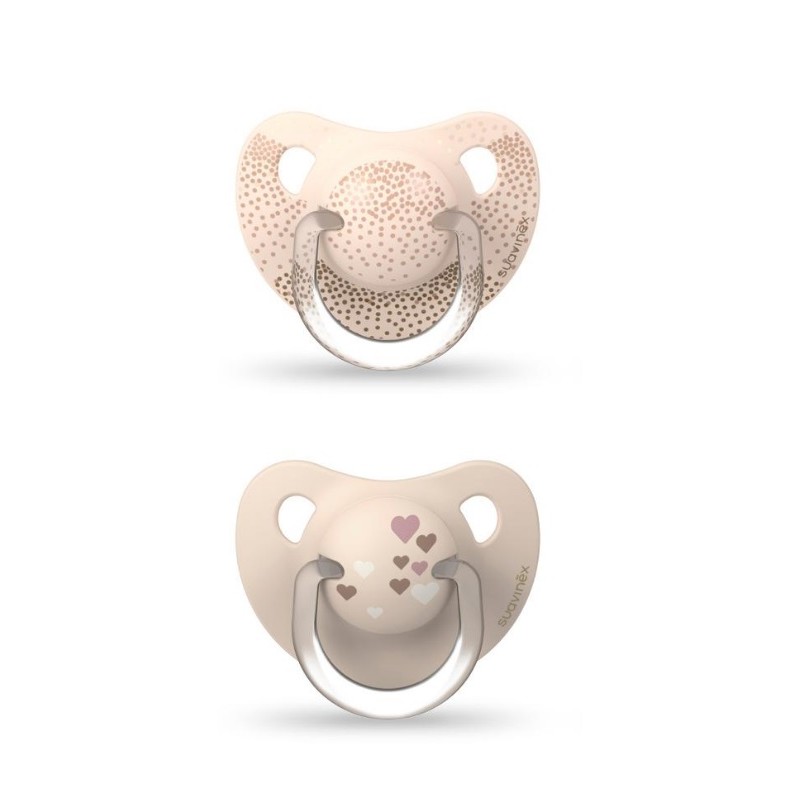 SUAVINEX Schnuller, anatomischer Silikonsauger, 0 – 6 Monate, x2 (Beige)