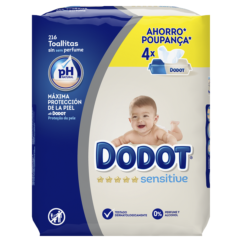 DODOT Lenços Umedecidos Sensíveis 4x54 Unidades DODOT Lenços Umedecidos Sensíveis 4x54 Unidades