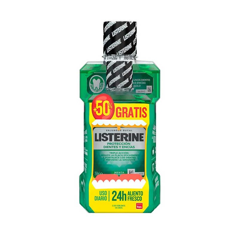 LISTERINE Enxaguatório Bucal para Dentes e Gengivas Sabor Menta 500 ml + 250 ml GRÁTIS LISTERINE Enxaguatório Bucal para Dentes e Gengivas Sabor Menta 500 ml + 250 ml GRÁTIS