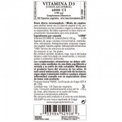 SOLGAR Vitamine D3 4000 UI 120 Gélules Végétales