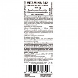 SOLGAR Vitamina B12 (1000μg) 250 comprimidos mastigáveis