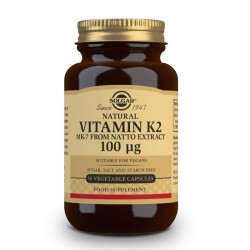 SOLGAR Vitamin K2 100µg mit natürlichem MK-7 (Natto-Extrakt) 50 Gemüsekapseln