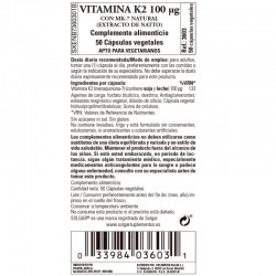 SOLGAR Vitamina K2 100μg con MK-7 Natural (Extracto de Natto) 50 Cápsulas Vegetales