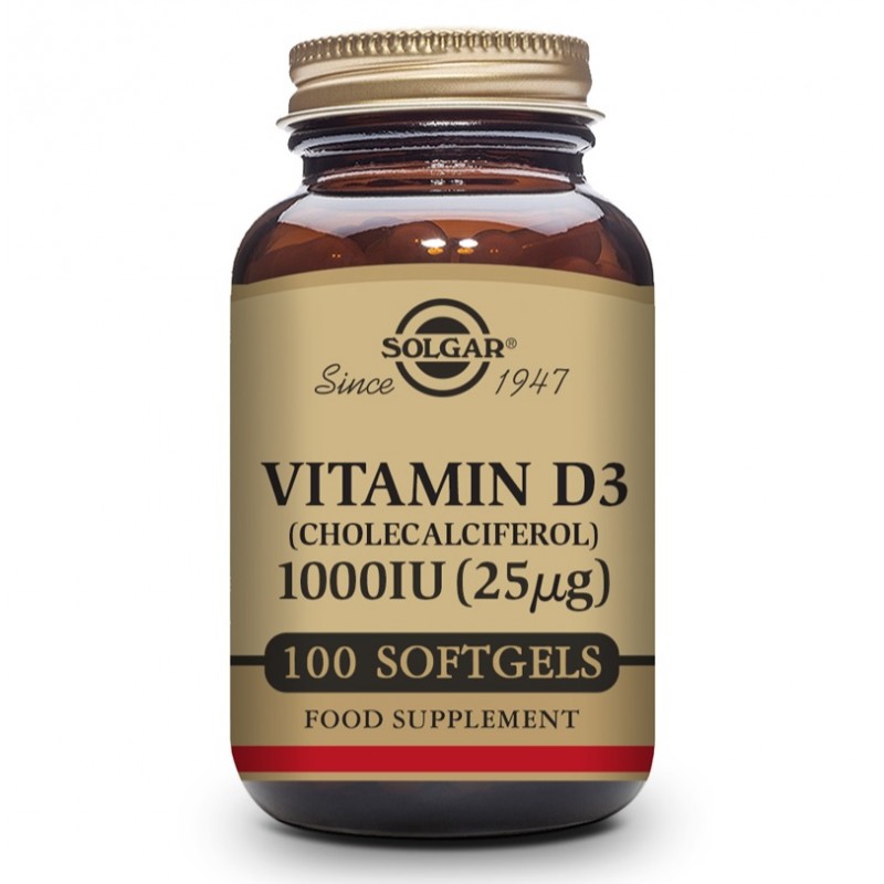 SOLGAR Vitamina D3 1000iu (25µg) 100 Cápsulas Softgel