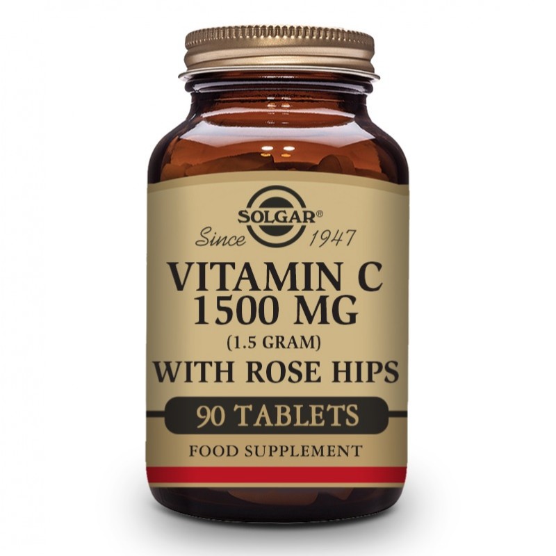 SOLGAR Vitamina C con Rose Hips (Escaramujo) 1500mg (90 Comprimidos)