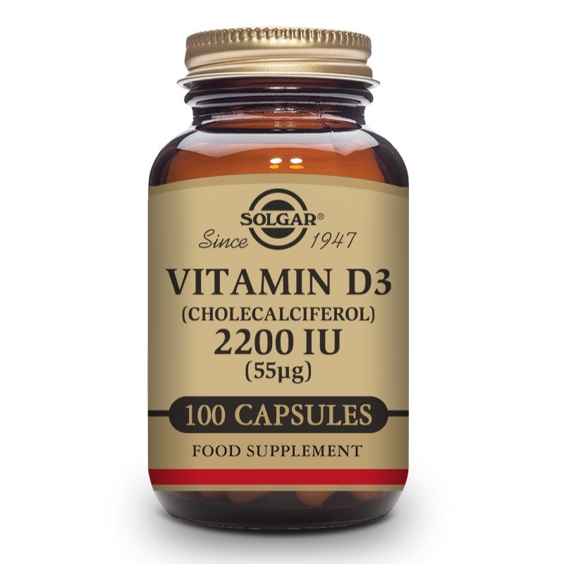 SOLGAR Vitamina D3 2200Ui (55 Mcg) (Colecalciferol) 100 Cápsulas Vegetales