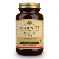 SOLGAR Vitamine D3 2200Ui (55 Mcg) (Cholécalciférol) 100 Gélules Végétales