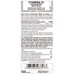 SOLGAR Vitamina D3 2200Ui (55 Mcg) (Colecalciferol) 100 Cápsulas Vegetales