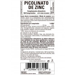SOLGAR Picolinate de Zinc 22mg 100 comprimés