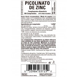 SOLGAR Picolinato de Zinco 22mg 100 comprimidos