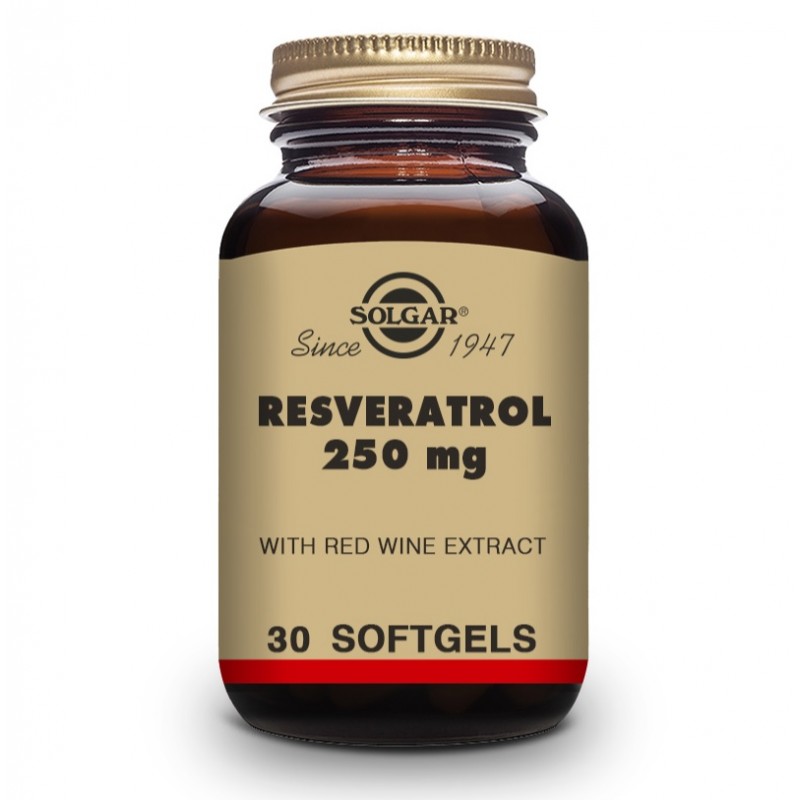 SOLGAR Resveratrol 250mg con Extracto de Vino Tinto 30 Cápsulas Blandas