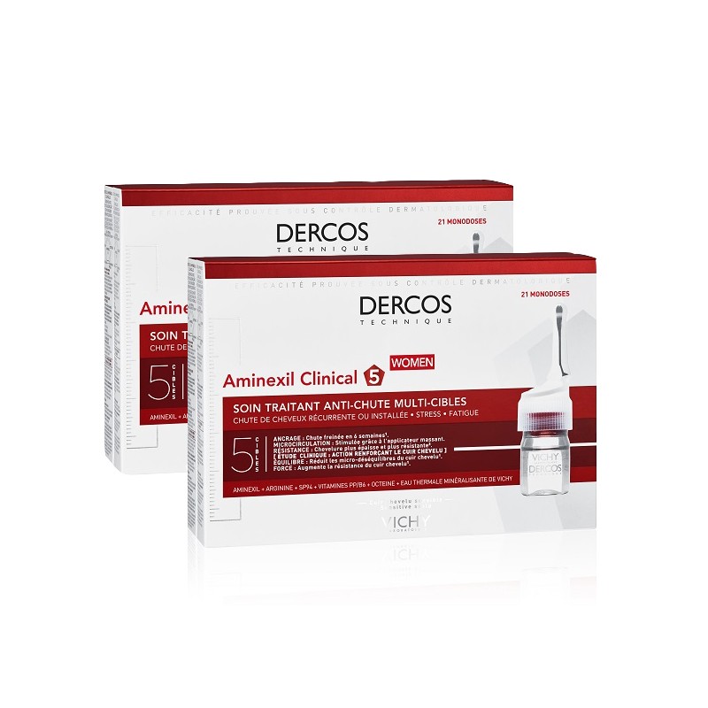 VICHY Dercos Aminexil Clinical 5 Mulher DUPLO 2x21 Dose única VICHY Dercos Aminexil Clinical 5 Mulher DUPLO 2x21 Dose única