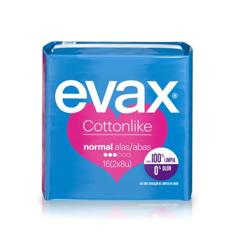 Compressa normale tipo cotone EVAX con ali 16 unità