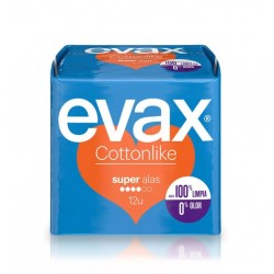 EVAX Cottonlike Super Compresa Con Alas 12 Unidades