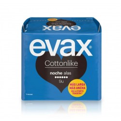 EVAX Compressa Noturna Cottonlike Com Asas 9 Unidades
