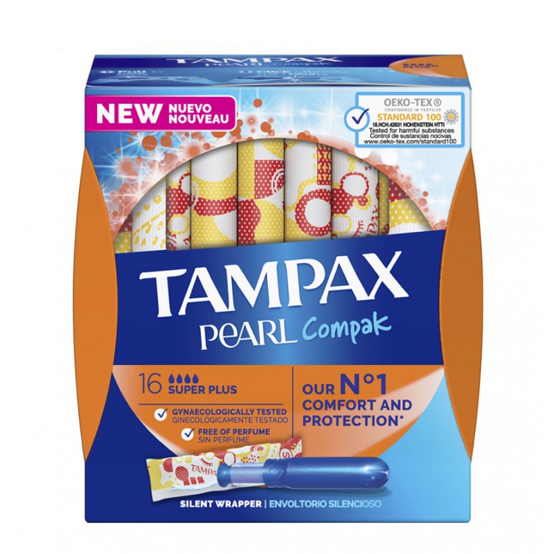 Tampões TAMPAX Pearl Compak Super Plus 16 Unidades