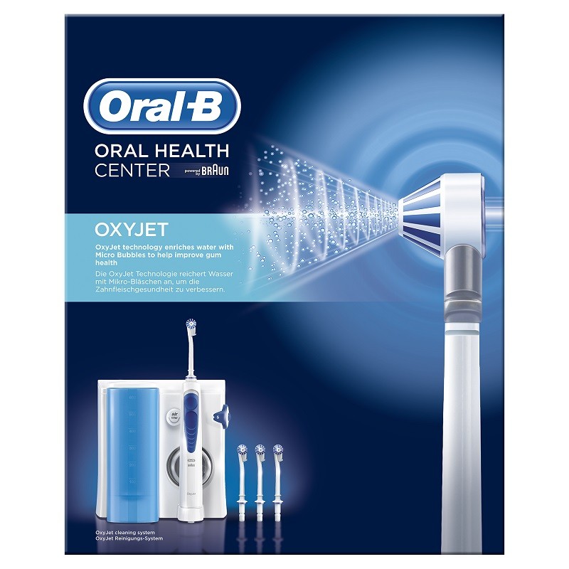 ORAL-B Irrigador Dental Oxyjet Sistema de Limpieza Bucal MD20 Tecnología BRAUN 4 Cabezales