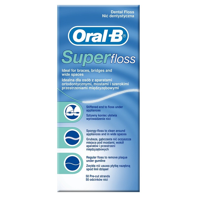 ORAL-B Superfloss Fio Dental Sem Cera 50 Fios ORAL-B Superfloss Fio Dental Sem Cera 50 Fios