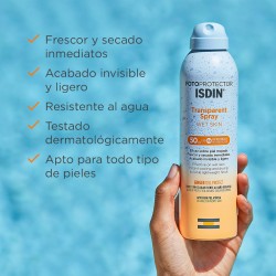 ISDIN Fotoprotetor Transparente Spray Pele Molhada FPS 50+ 250ml