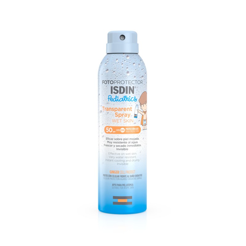 ISDIN Fotoprotetor Spray Transparente Pele Molhada Pediatria FPS 50+ 250m