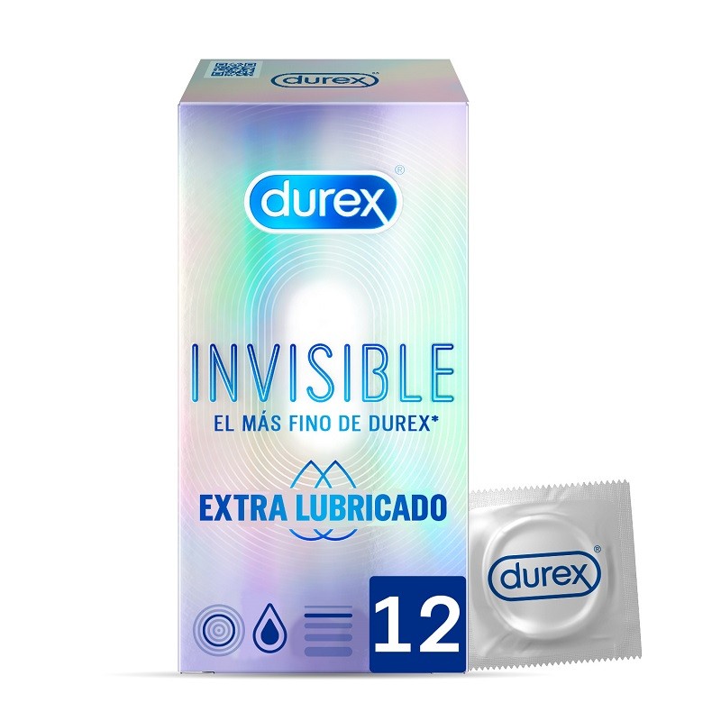 DUREX Preservativos Invisíveis Extra Lubrificados 12 unidades