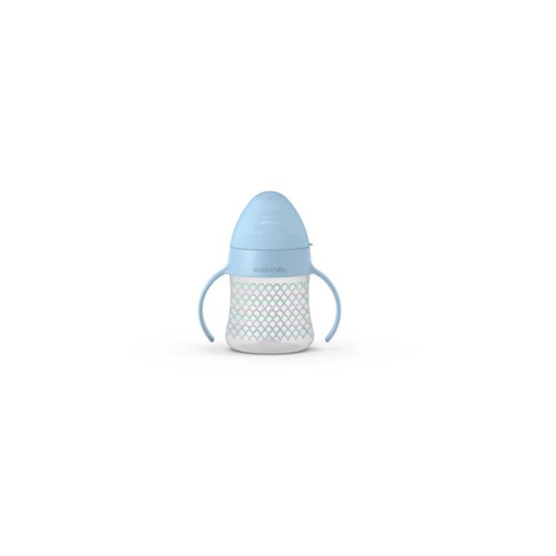 SUAVINEX Primeira Mamadeira 150ml com Alças e Bico Antiderramamento +4M (Azul)