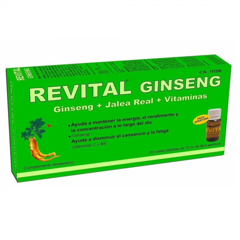 REVITAL Ginseng + Gelée Royale + Vitamines 20 Ampoules