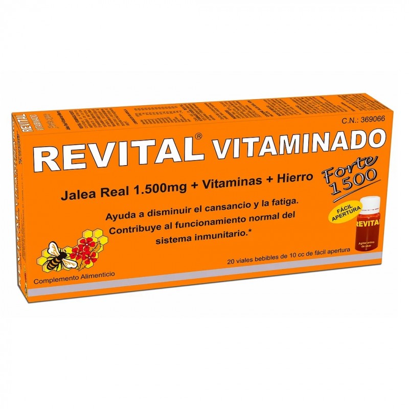 REVITAL Vitamina Forte 1500 Geléia Real + Vitaminas + Ferro 20 Frascos