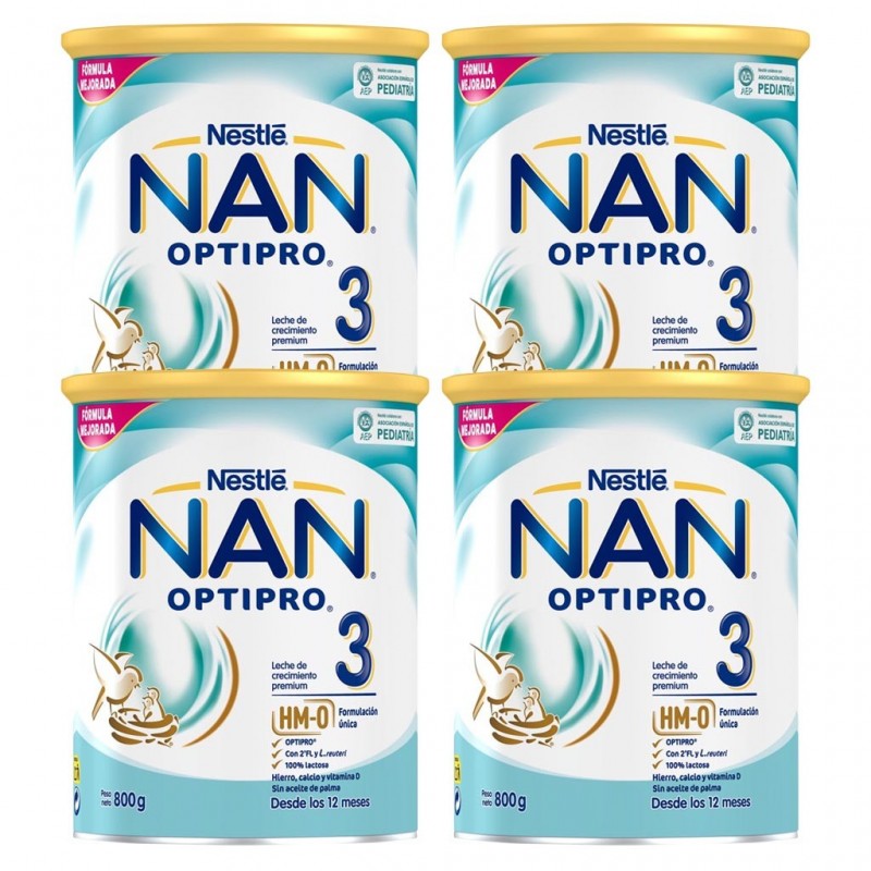 NAN OPTIPRO 3 Latte di Crescita per Neonati Confezione Risparmio 4x800g
