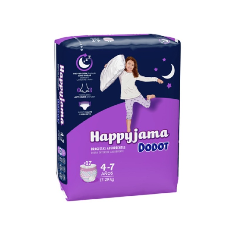 Dodot Happyjama Pañales para niñas de 4-7 años 17 unidades 