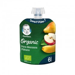 Saco de Purê Orgânico de Pêra, Maçã e Banana GERBER +6 Meses 90g