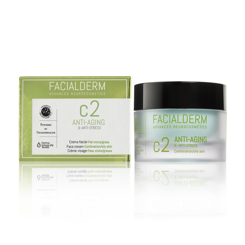 FACIALDERM C2 Anti-Aging- und Anti-Stress-Creme für Mischhaut und fettige Haut, 50 ml FACIALDERM C2 Anti-Aging- und Anti-Stress-Creme für Mischhaut und fettige Haut, 50 ml